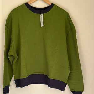 Green Sweatshirt with Black Trim